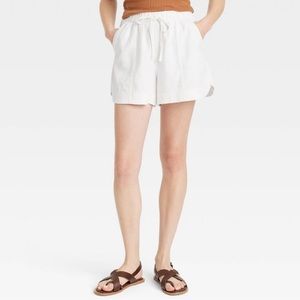 NWT Universal Thread High-Rise White Linen Pull-On Shorts w/ String | Si…